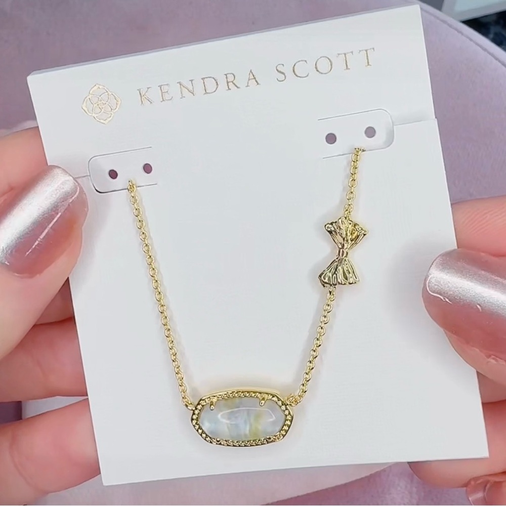 Kendra Scott x LoveShackFancy Elisa bow necklace BLUE